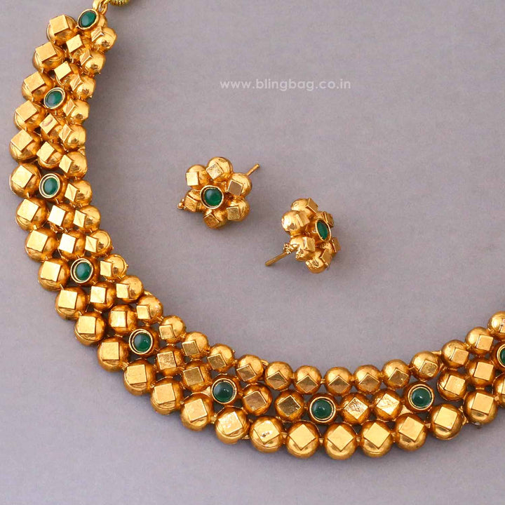 Emerald Sharvari Antique Jewellery Set- New Arrival