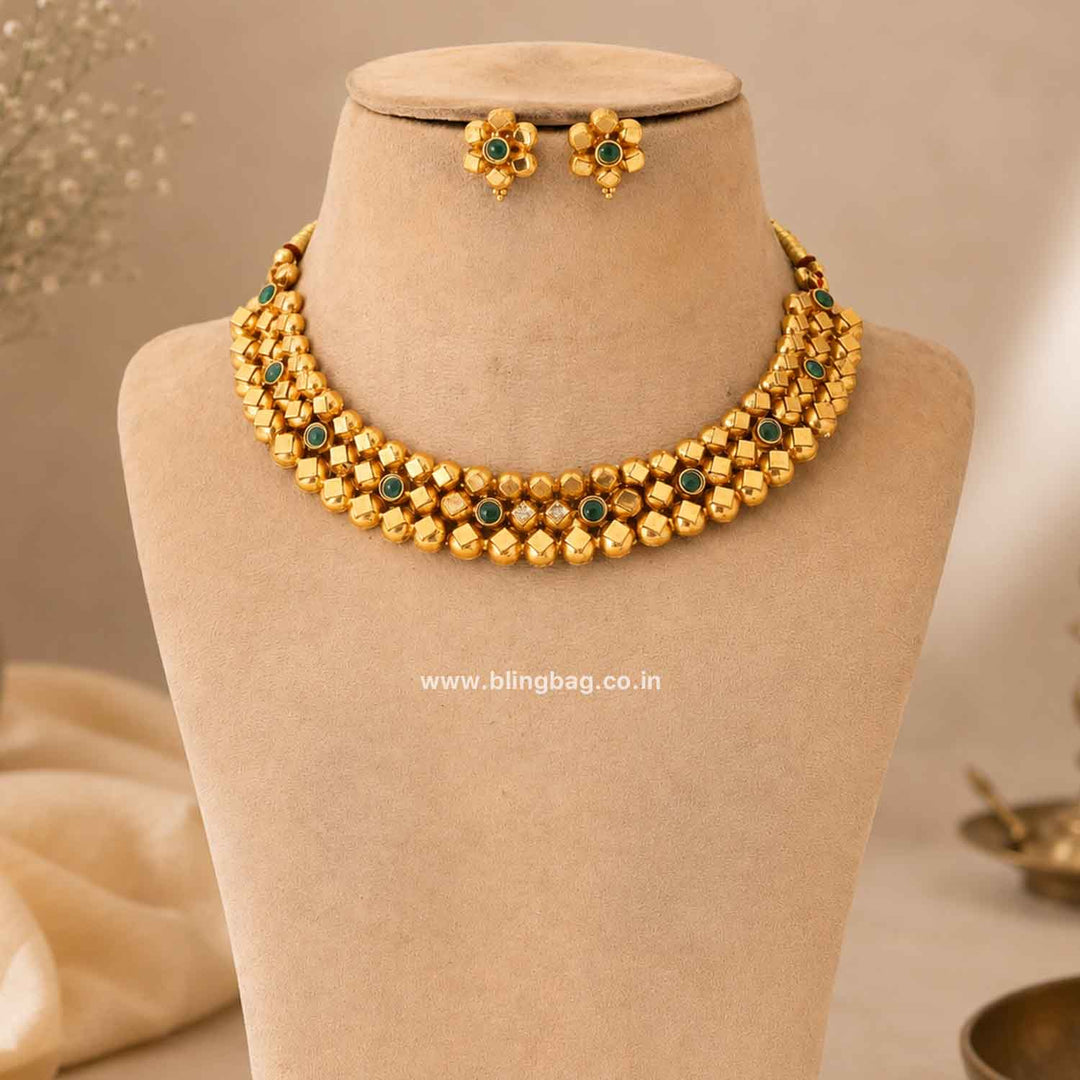 Emerald Sharvari Antique Jewellery Set- New Arrival