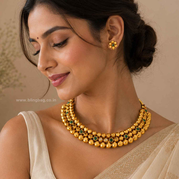 Emerald Sharvari Antique Jewellery Set- New Arrival