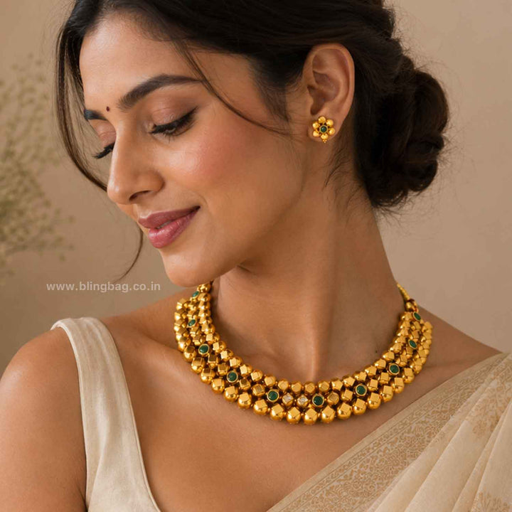 Emerald Sharvari Antique Jewellery Set- New Arrival