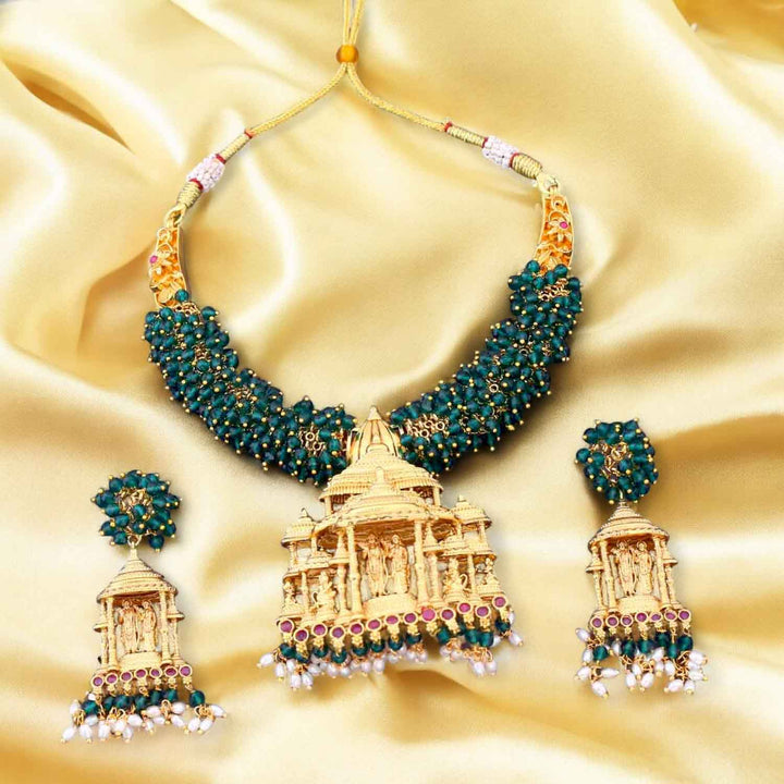 Emerald Sharvya 3D Temple Jewellery Set - New Arrival