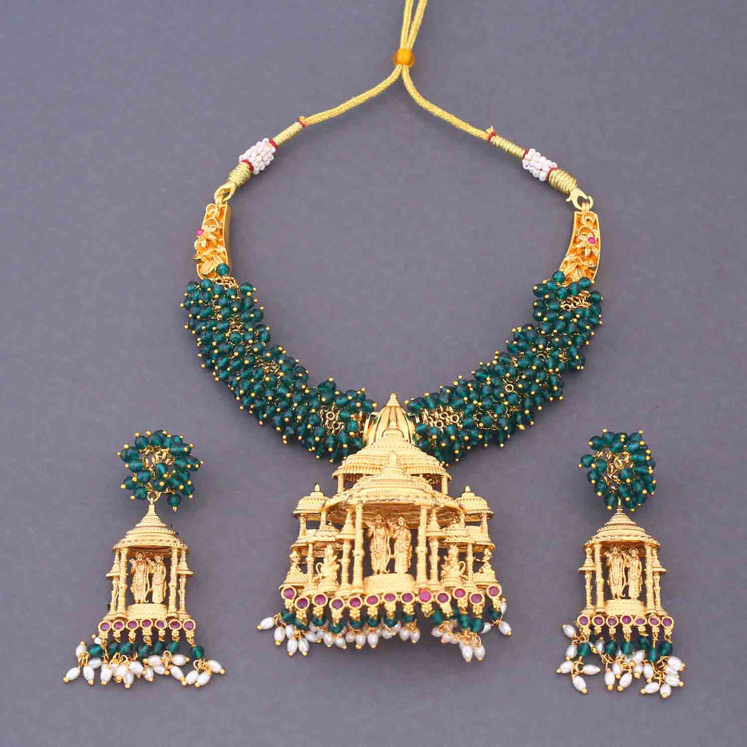 Emerald Sharvya 3D Temple Jewellery Set - New Arrival