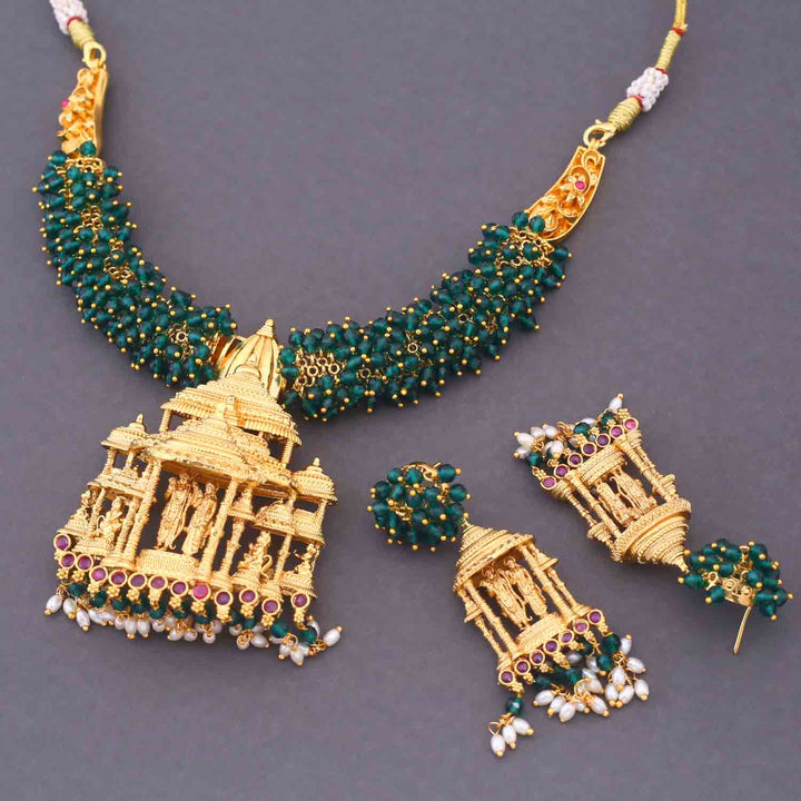 Emerald Sharvya 3D Temple Jewellery Set - New Arrival