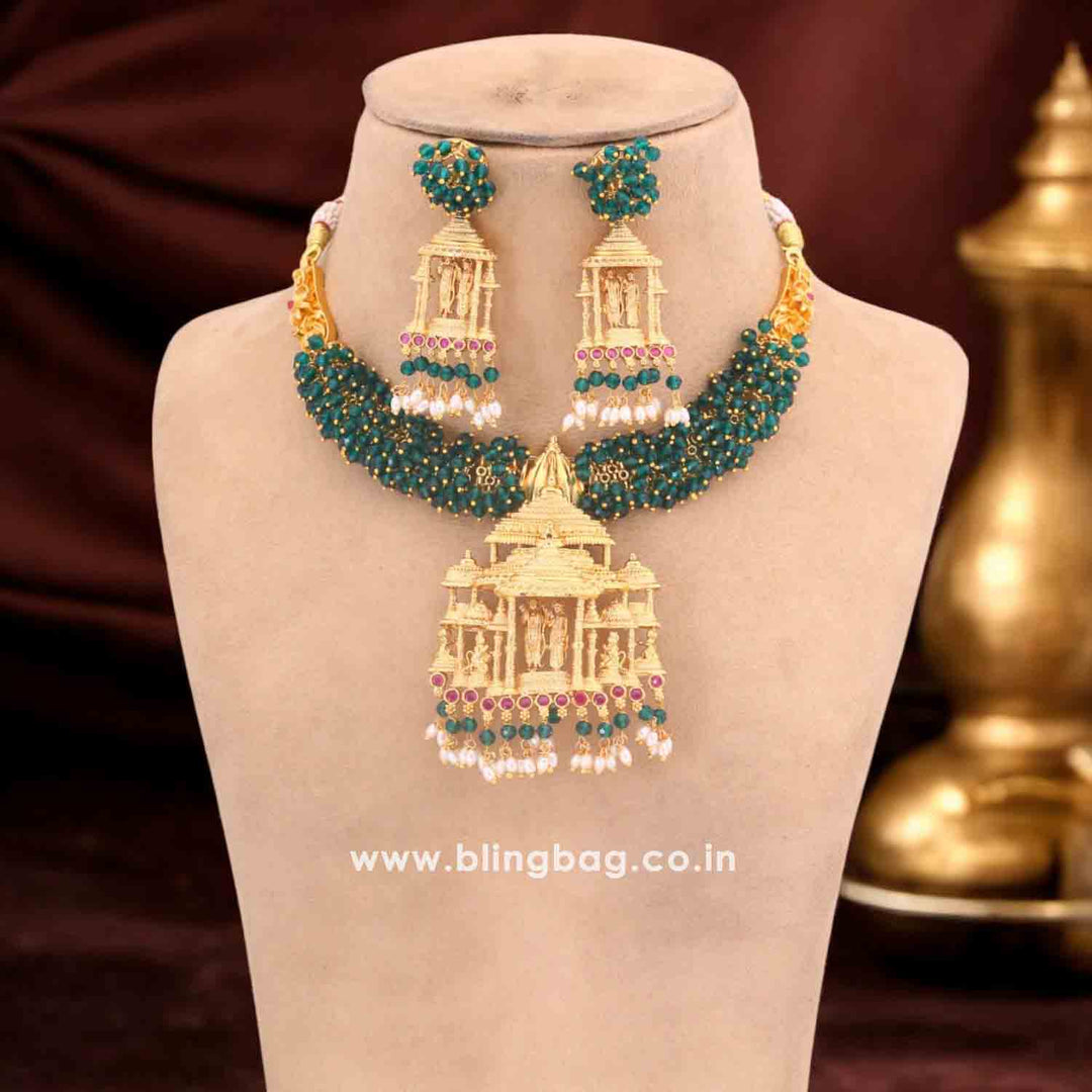 Emerald Sharvya 3D Temple Jewellery Set - New Arrival