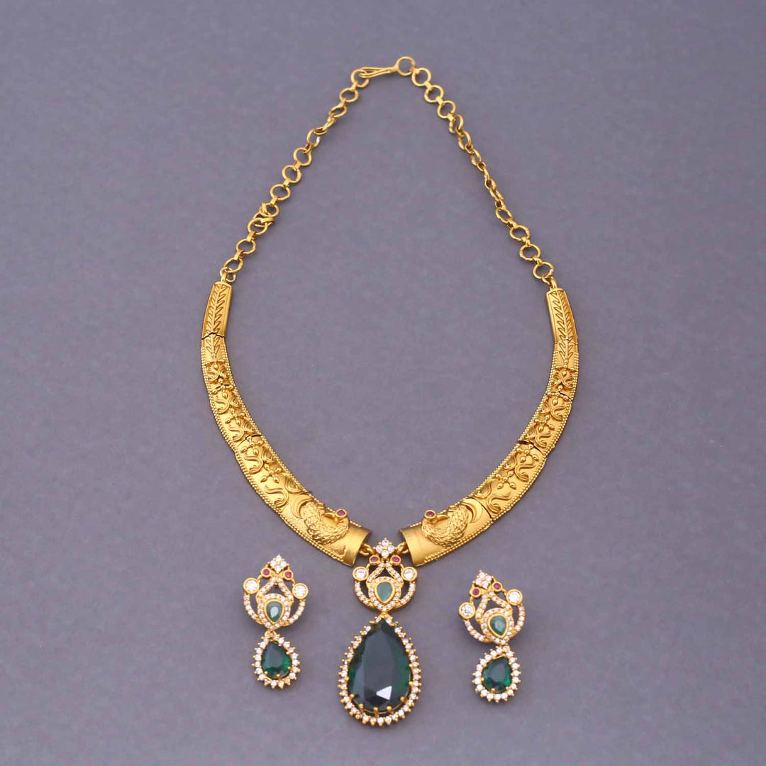 Emerald Shayana Hasli Antique Jewellery Set - New Arrival