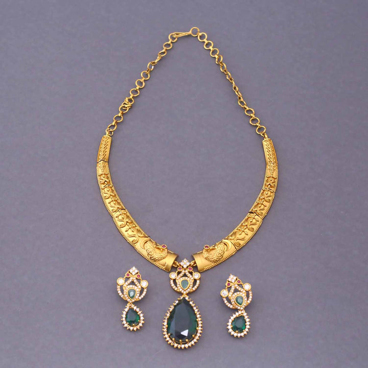 Emerald Shayana Hasli Antique Jewellery Set - New Arrival