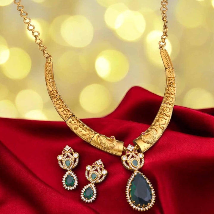 Emerald Shayana Hasli Antique Jewellery Set - New Arrival