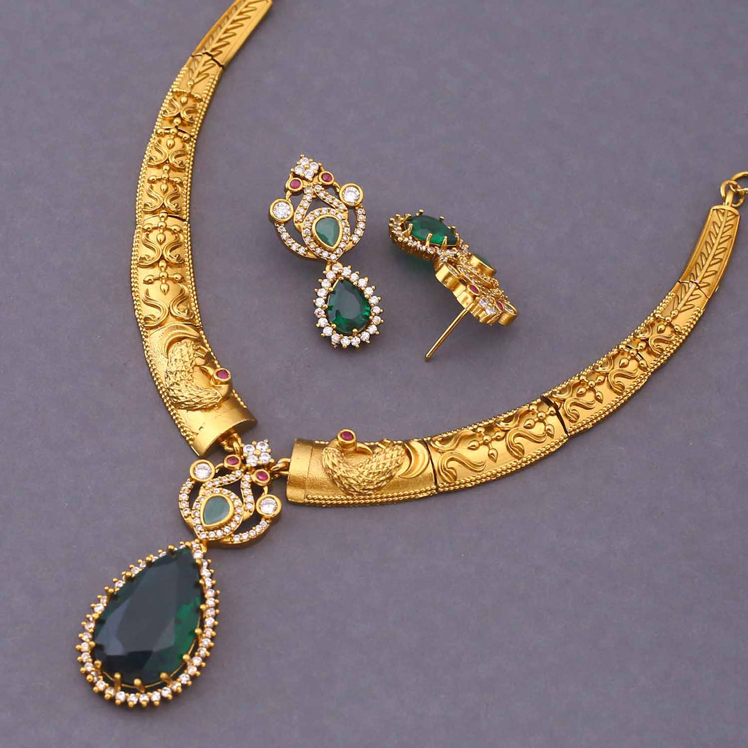 Emerald Shayana Hasli Antique Jewellery Set - New Arrival