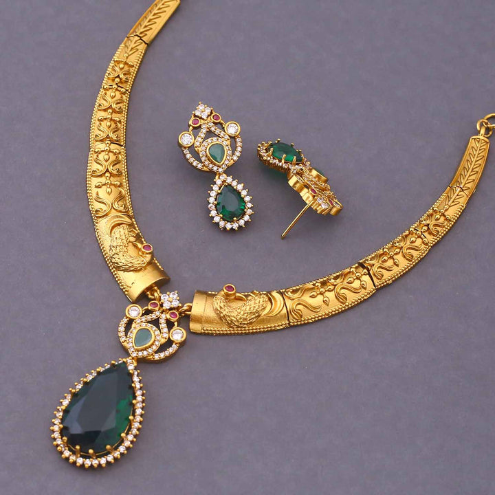 Emerald Shayana Hasli Antique Jewellery Set - New Arrival