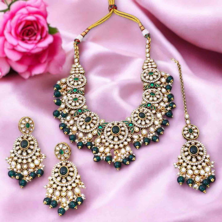 Emerald Shazia Kundan Jewellery Set