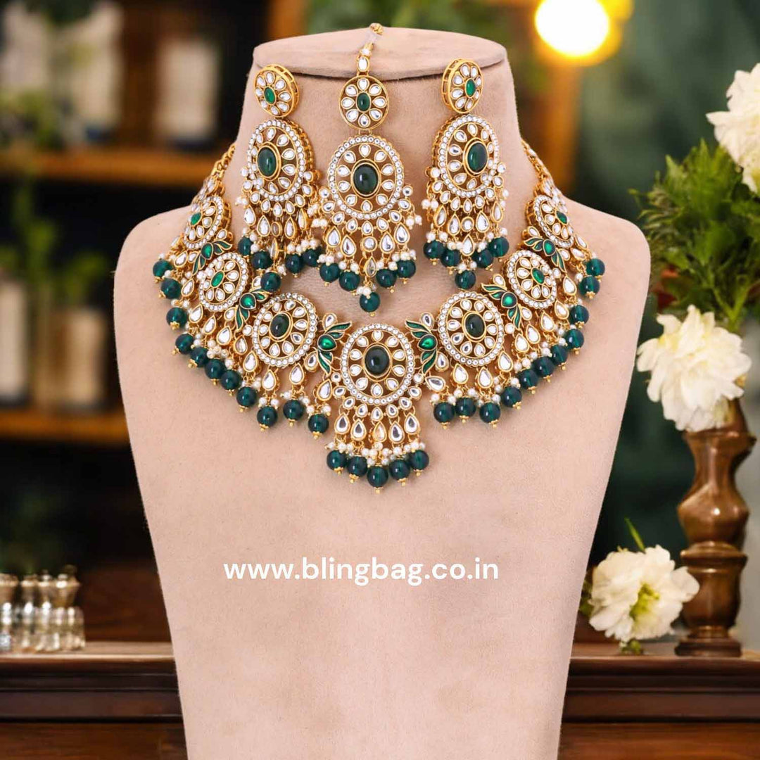 Emerald Shazia Kundan Jewellery Set