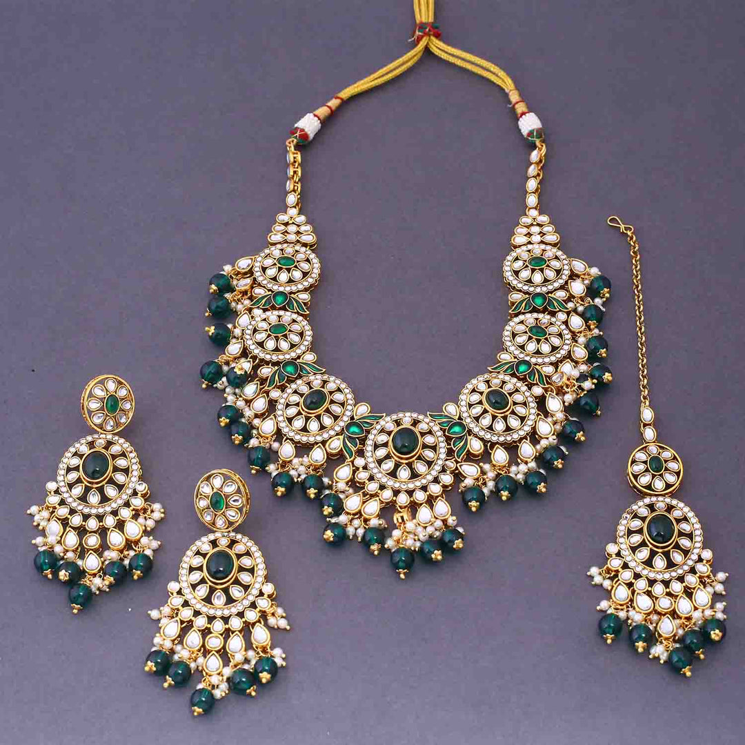 Emerald Shazia Kundan Jewellery Set