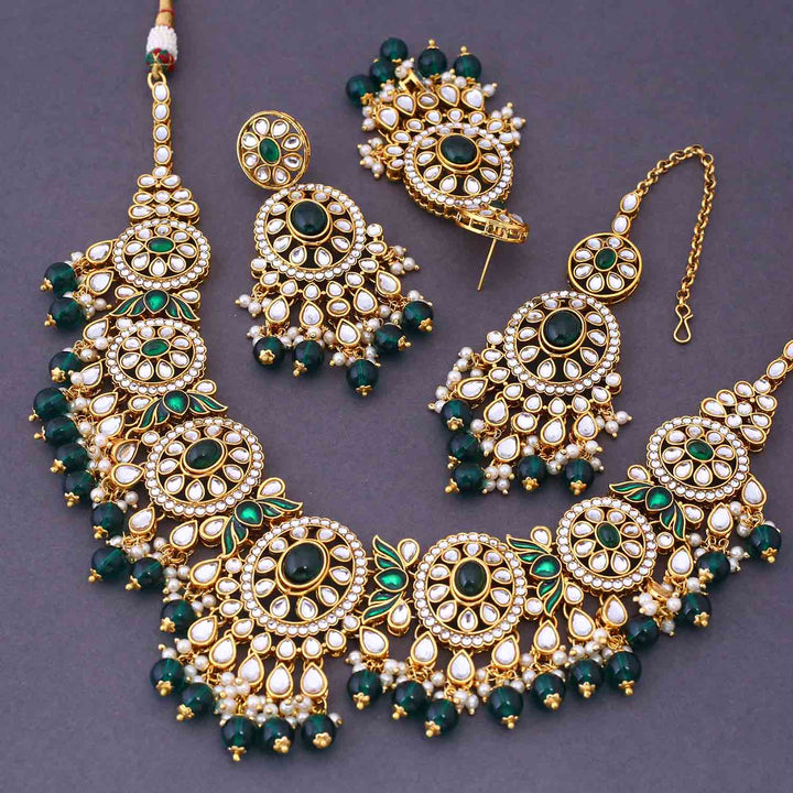 Emerald Shazia Kundan Jewellery Set