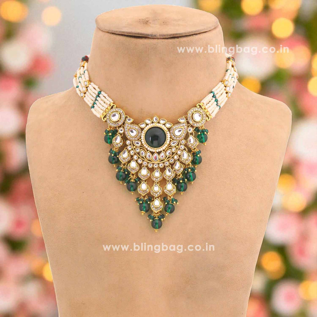 Emerald Sheetal Kundan Jewellery Set