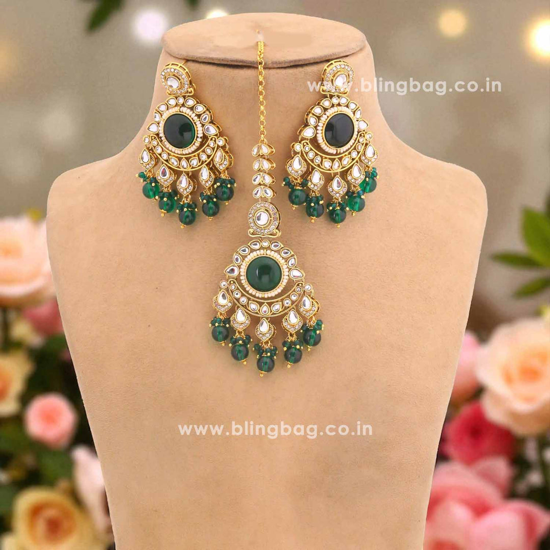 Emerald Sheetal Kundan Jewellery Set