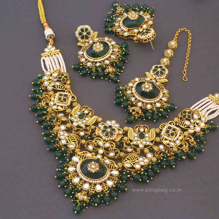 Emerald Shireen Kundan Jewellery Set - New Arrival