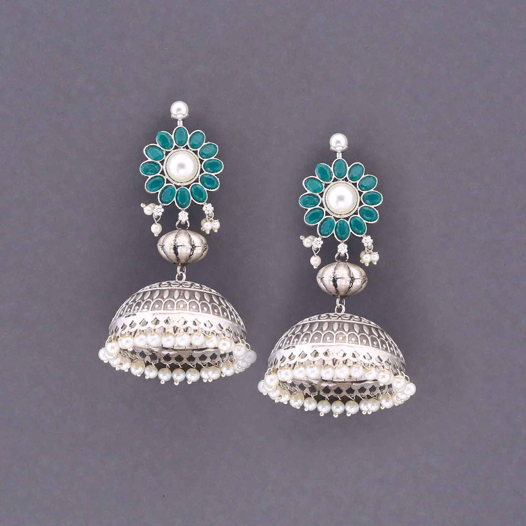 Emerald Shisna Oxidised Jhumkis