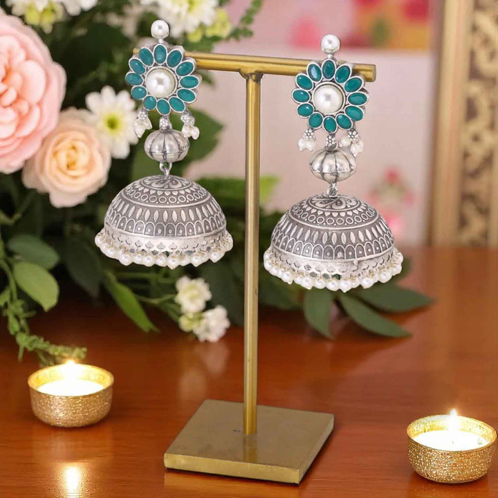 Emerald Shisna Oxidised Jhumkis