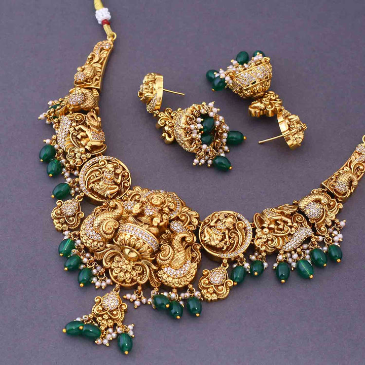 Emerald  Shivaduti Temple Jewellery Set- New Arrival