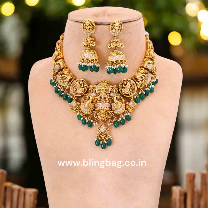 Emerald  Shivaduti Temple Jewellery Set- New Arrival