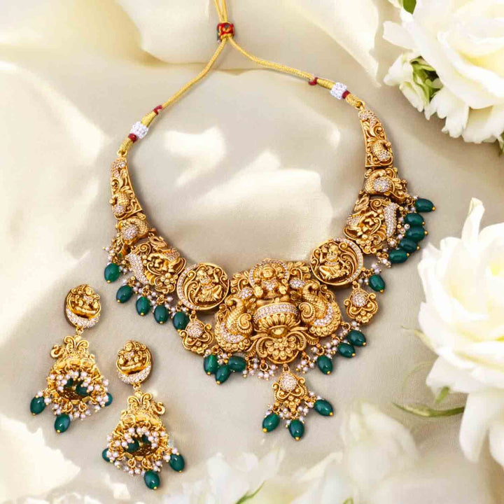 Emerald  Shivaduti Temple Jewellery Set- New Arrival