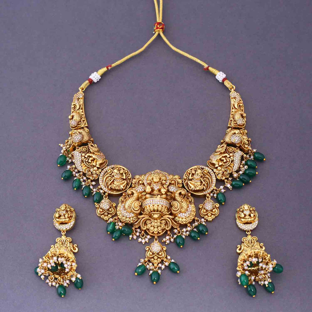 Emerald  Shivaduti Temple Jewellery Set- New Arrival