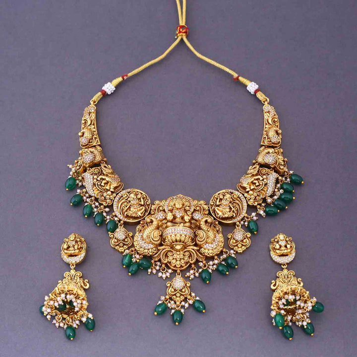 Emerald  Shivaduti Temple Jewellery Set- New Arrival