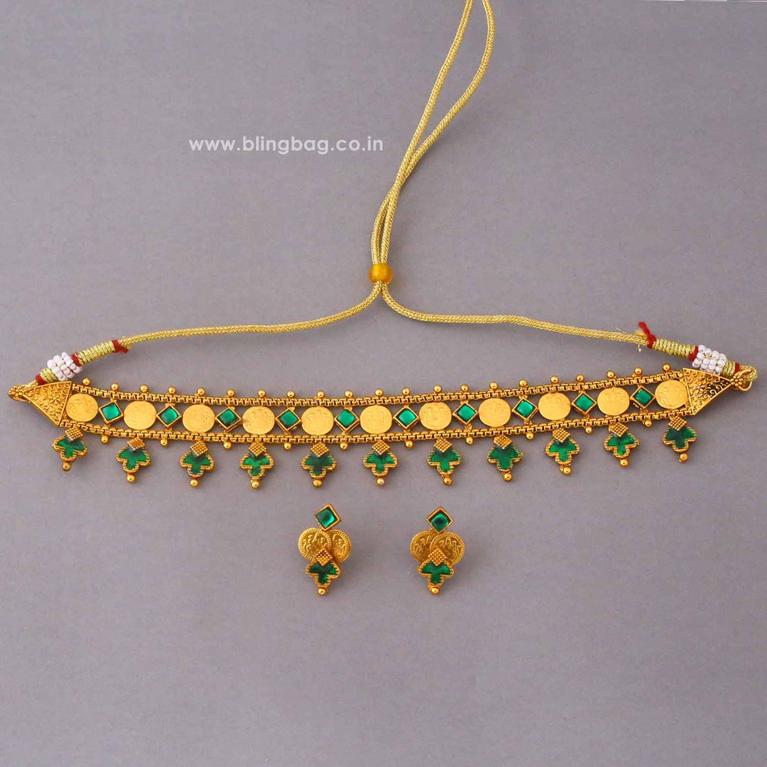 Emerald Shivaniya Temple Jewellery Set- New Arrival