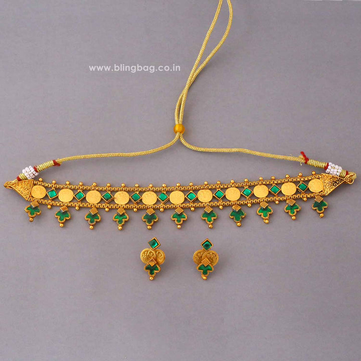 Emerald Shivaniya Temple Jewellery Set- New Arrival