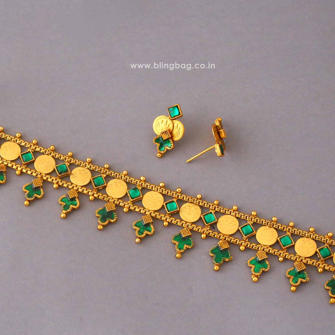 Emerald Shivaniya Temple Jewellery Set- New Arrival
