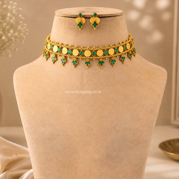 Emerald Shivaniya Temple Jewellery Set- New Arrival