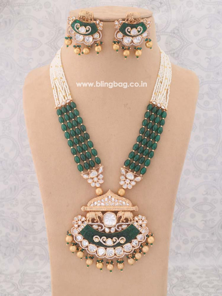 Emerald Shrizal Kundan Jewellery Set