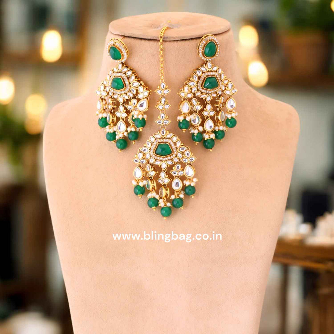 Emerald Shushmita Kundan Jewellery Set