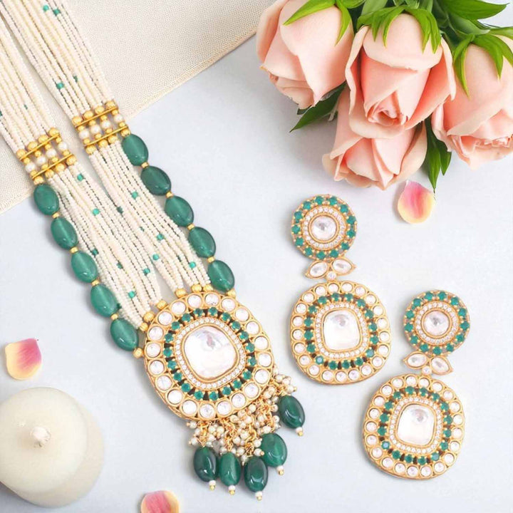 Emerald Siddhiksha Kundan Jewellery Set - EOSS