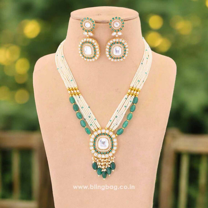Emerald Siddhiksha Kundan Jewellery Set - EOSS