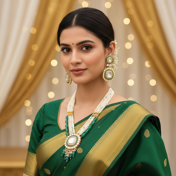 Emerald Siddhiksha Kundan Jewellery Set - EOSS