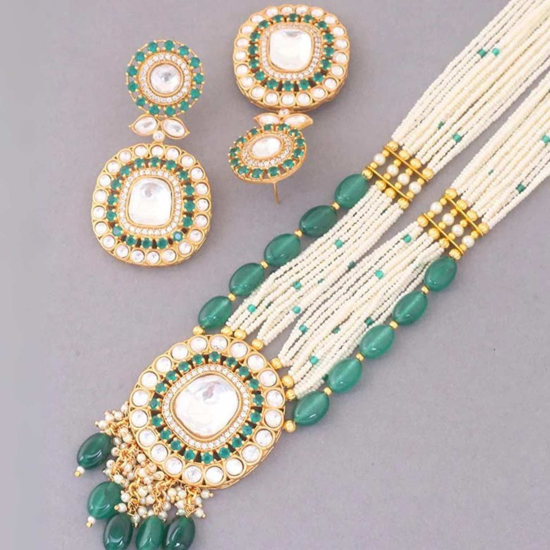 Emerald Siddhiksha Kundan Jewellery Set - EOSS