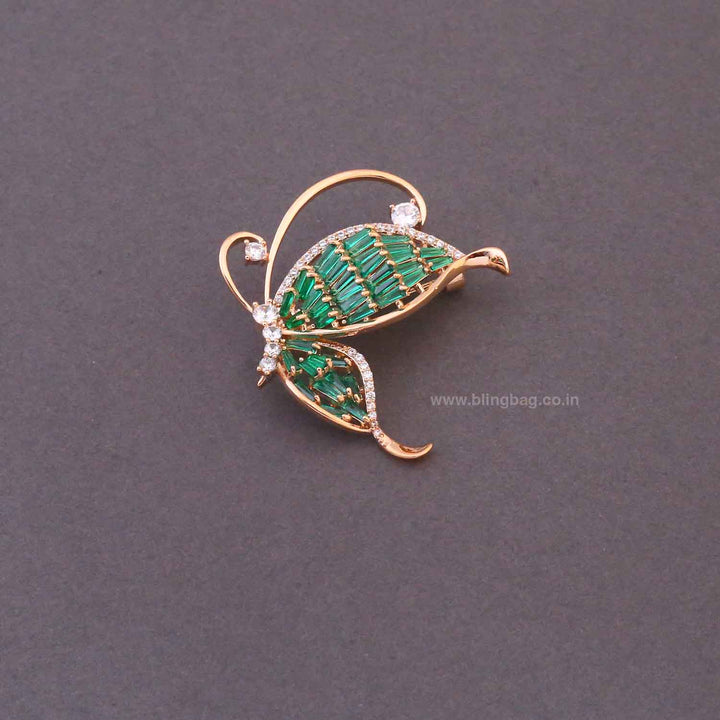 Emerald Sparkle Wing Brooch