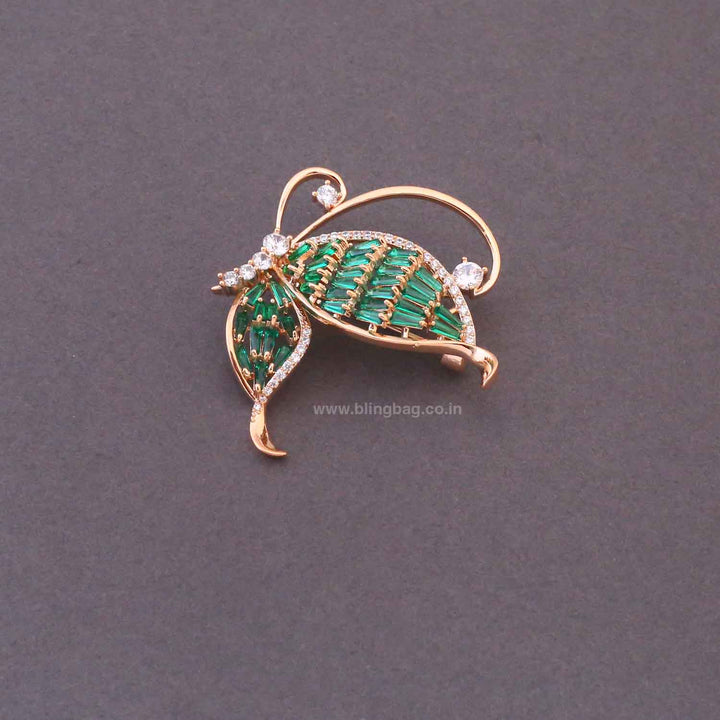 Emerald Sparkle Wing Brooch