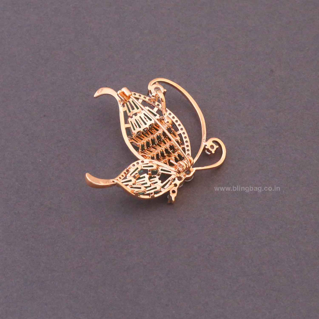 Emerald Sparkle Wing Brooch