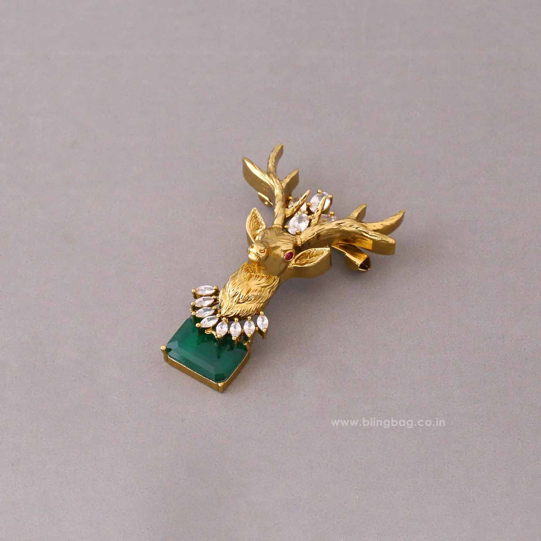 Emerald Stag Brooch