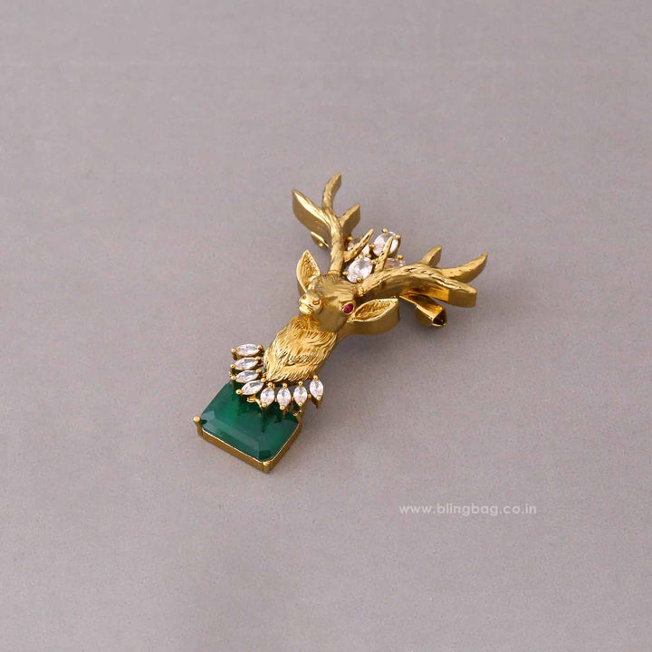 Emerald Stag Brooch