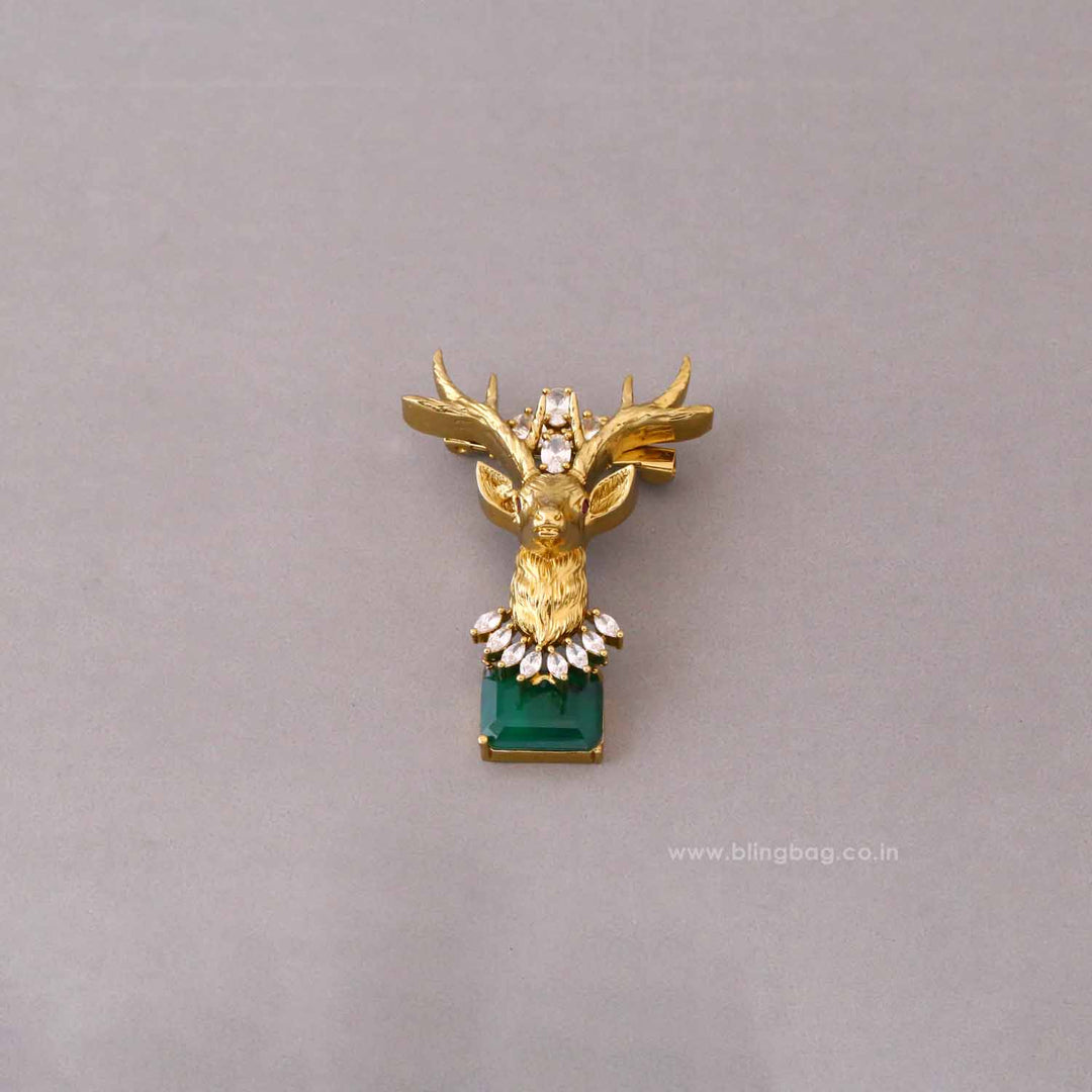 Emerald Stag Brooch
