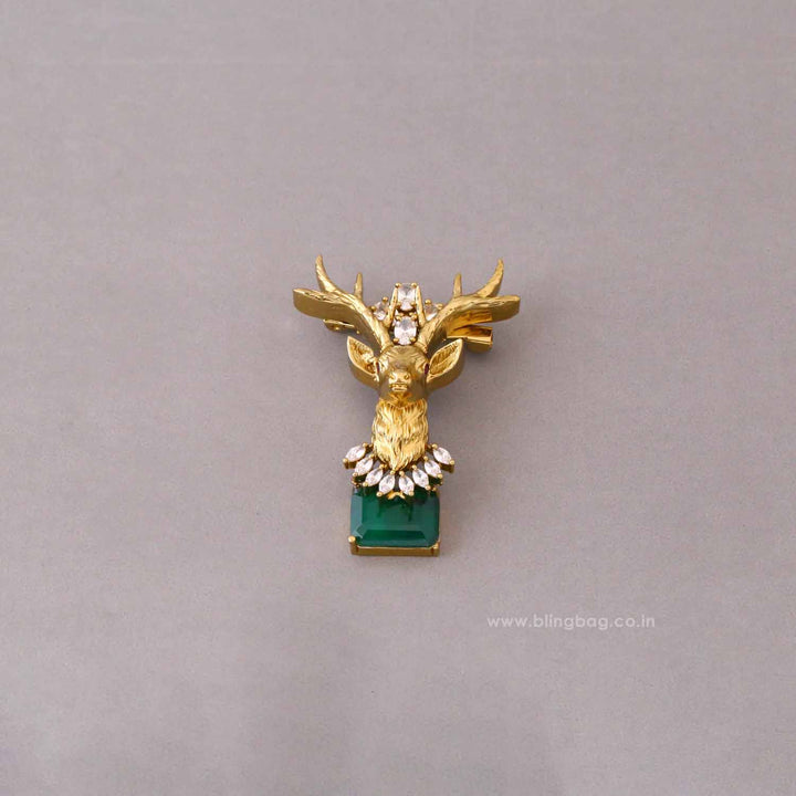 Emerald Stag Brooch