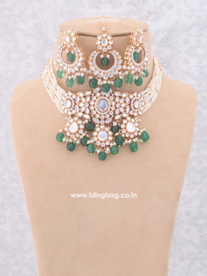 Emerald Sumani Kundan Jewellery Set
