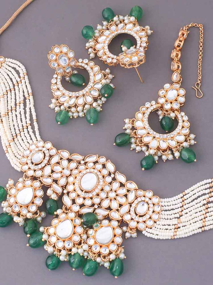 Emerald Sumani Kundan Jewellery Set