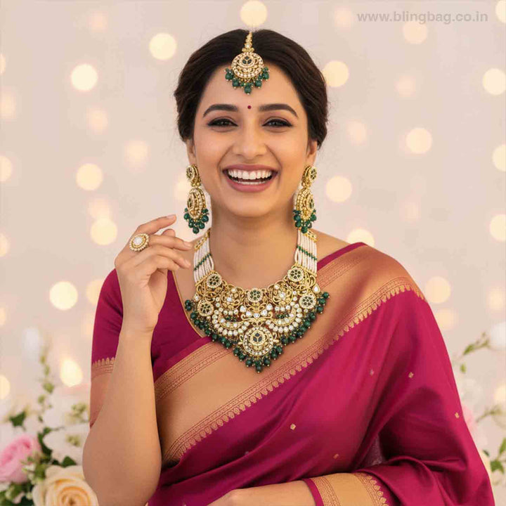 Emerald Sunaina Kundan Jewellery Set - New Arrival