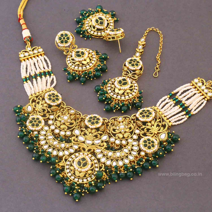 Emerald Sunaina Kundan Jewellery Set - New Arrival
