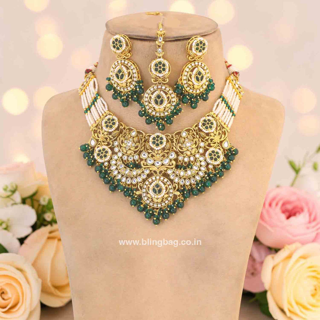 Emerald Sunaina Kundan Jewellery Set - New Arrival