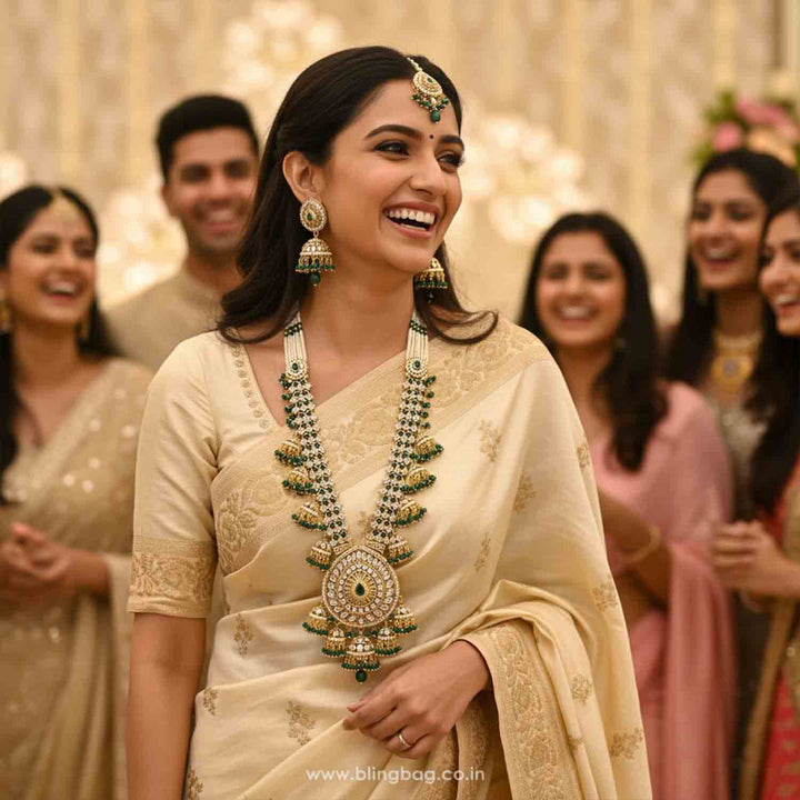 Emerald Surina Kundan Jewellery Set